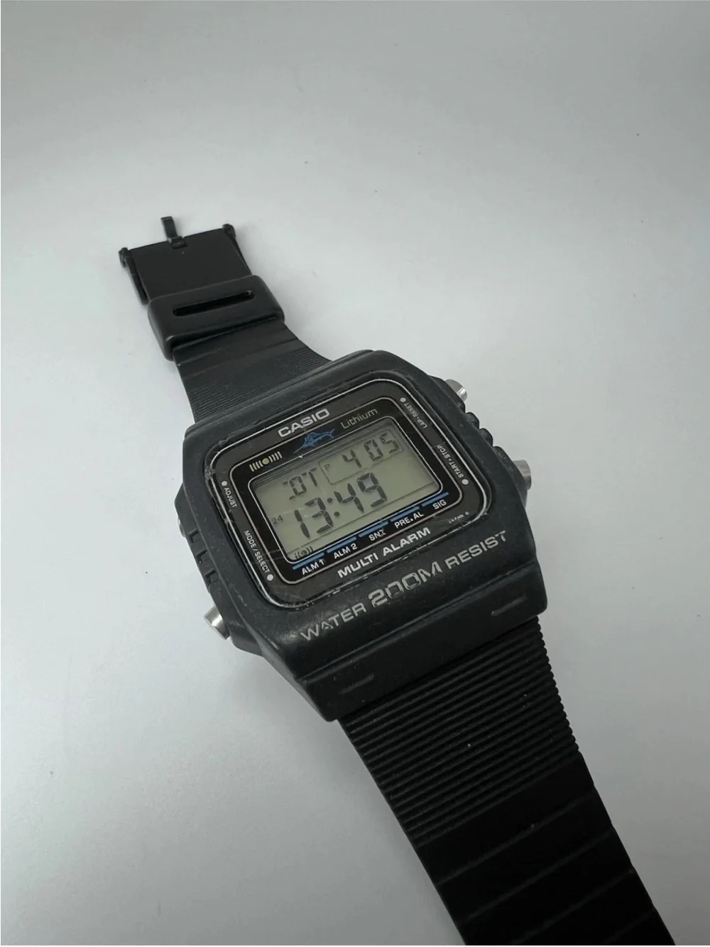 Rare Casio DW-200 marlin Black Digital Multi Alarm Watch